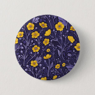 Bóton Redondo 5.08cm Buttercups, amarelo e violeta