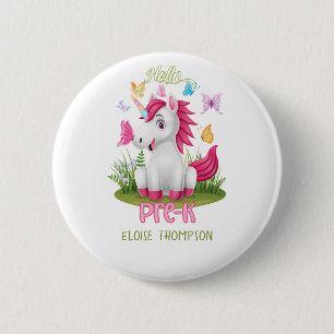 Bóton Redondo 5.08cm Butterfly Unicorn Pré-K 1rua dia de volta à escola