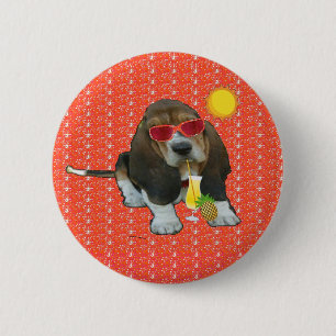 Bóton Redondo 5.08cm Button Baby Basset Hound Sheldon Hora de Verão