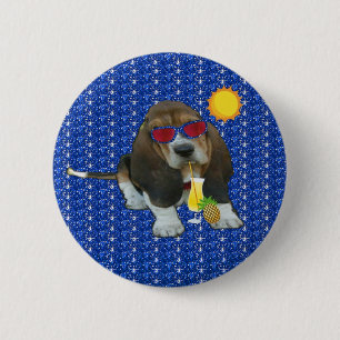 Bóton Redondo 5.08cm Button Baby Basset Hound Sheldon Hora de Verão