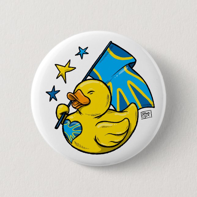 Bóton Redondo 5.08cm Button Duck with Deafflag Design (Frente)