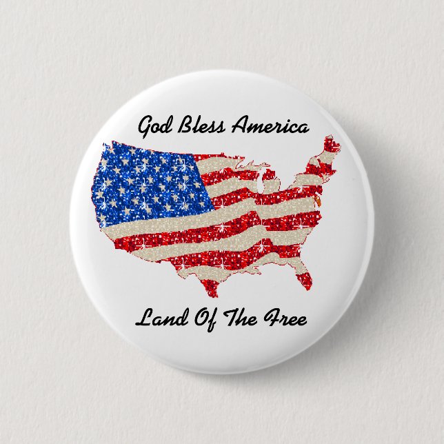 Bóton Redondo 5.08cm Button EUA Flag Deus abençoe America (Frente)