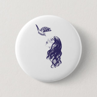 Bóton Redondo 5.08cm Button Fantasie - Frau und Vogel