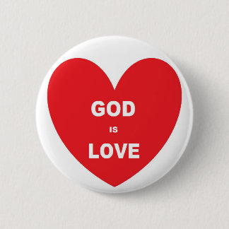 Bóton Redondo 5.08cm Button God Is Love Red Heart