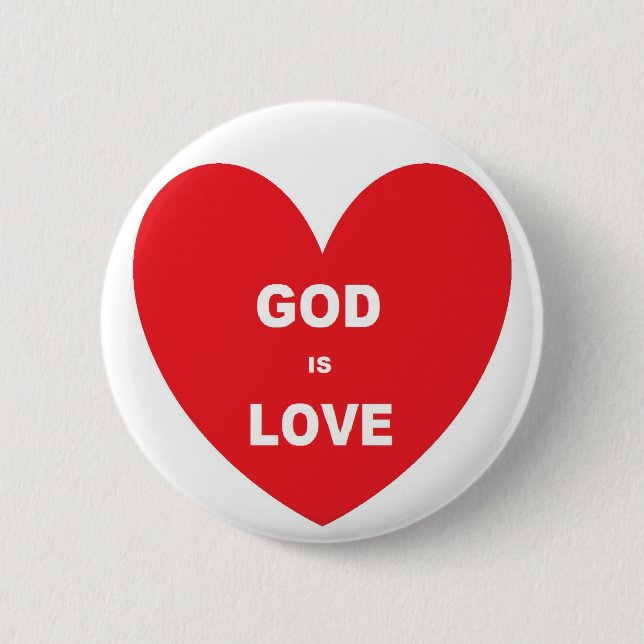 Bóton Redondo 5.08cm Button God Is Love Red Heart (Frente)