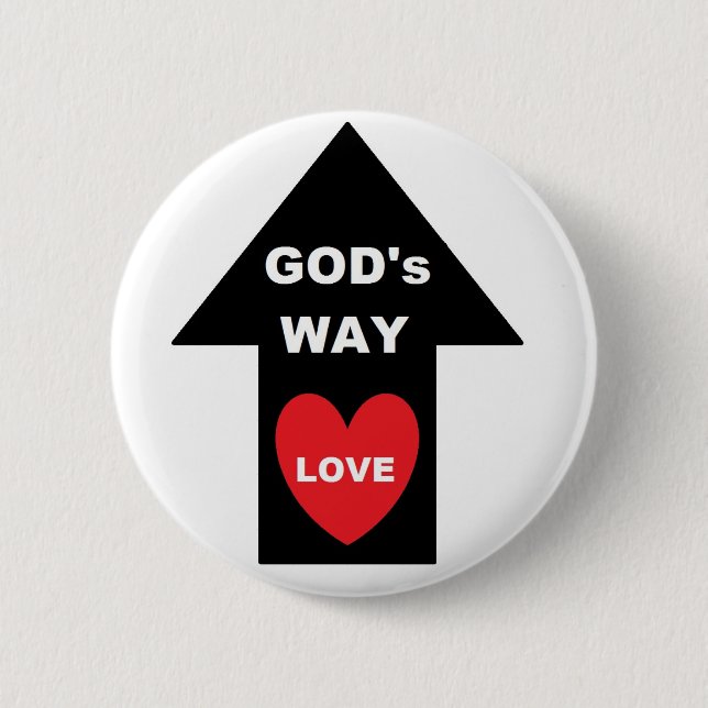 Bóton Redondo 5.08cm Button Gods Way Love Arrow Heart (Frente)