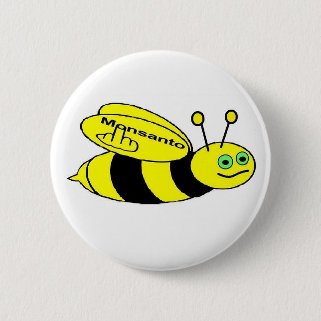 Bóton Redondo 5.08cm Button Monsanto Bee Sacudir (Frente)