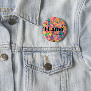 Bóton Redondo 5.08cm Button Ti Amo com coração