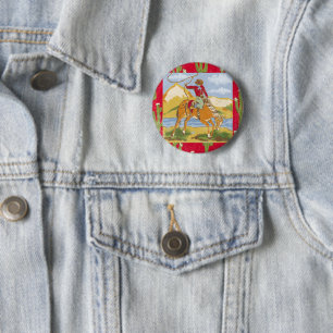 Bóton Redondo 5.08cm Button Vintage Western Rodeo Cowboy Wild West
