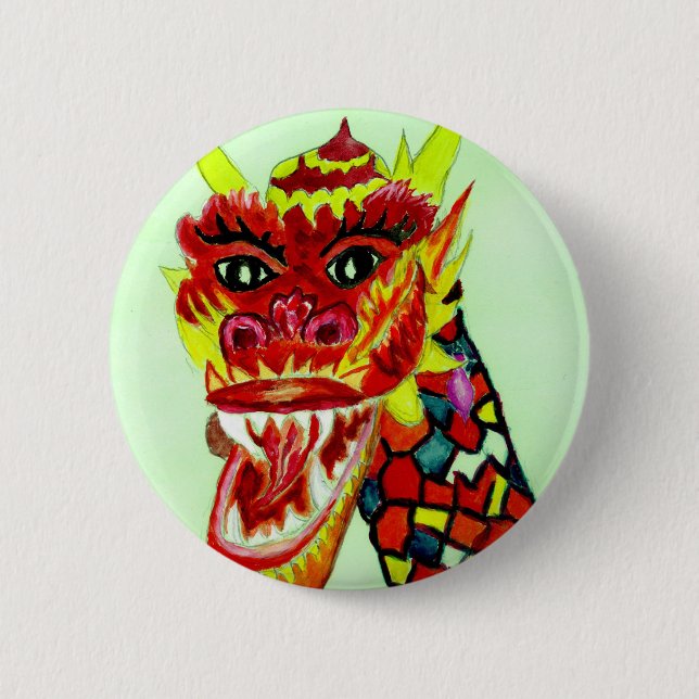 Bóton Redondo 5.08cm Cabeça chinesa do dragão (Frente)