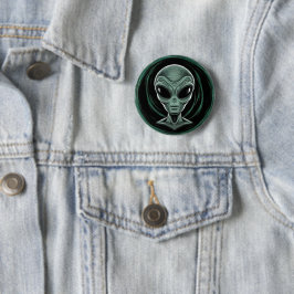 Bóton Redondo 5.08cm Cabeça de Alienígena cinza