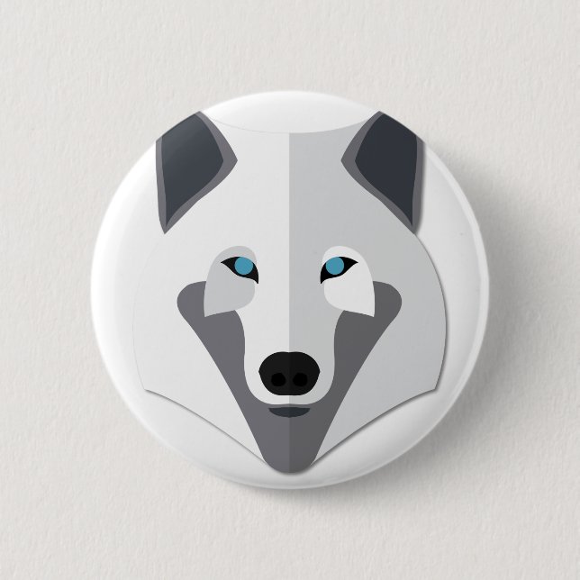 Bóton Redondo 5.08cm Cabeça do lobo branco dos desenhos animados (Frente)