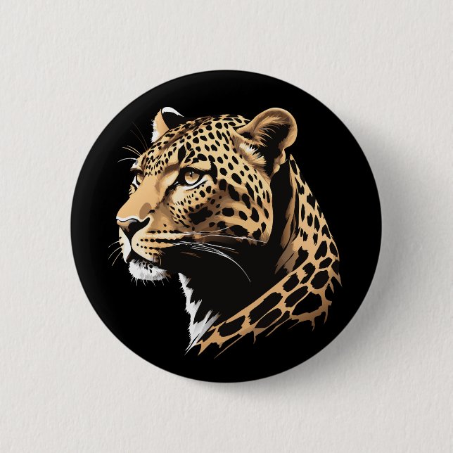 Bóton Redondo 5.08cm Cabeça-Leopardo (Frente)