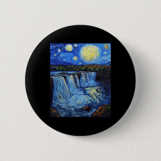 Bóton Redondo 5.08cm Cachoeira de Niagara - Estilo Van Gogh - Noite Est