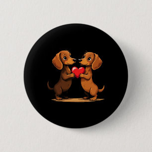 Bóton Redondo 5.08cm Cachorrinho Dachshund Charmoso Coração Para o Dia