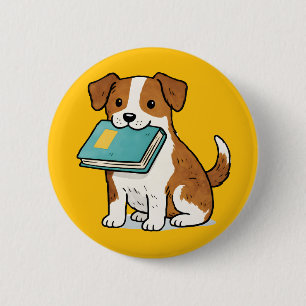 Bóton Redondo 5.08cm Cachorro Adorável com Livro