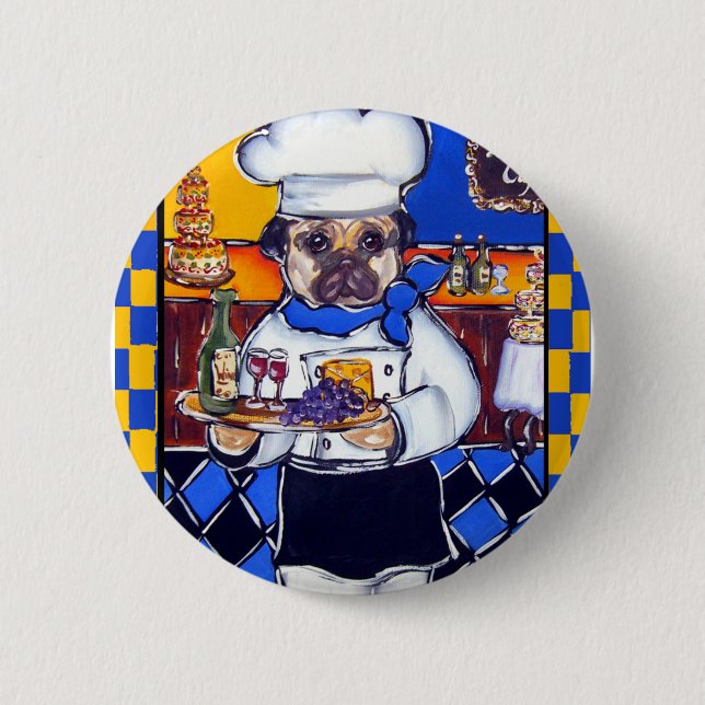 Bóton Redondo 5.08cm Cachorro Chef Fofo (Frente)