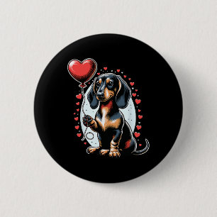 Bóton Redondo 5.08cm Cachorro Dachshund Dia dos Namorados Dono de Cacho