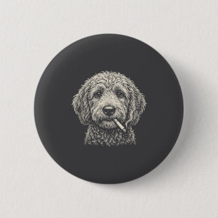 Bóton Redondo 5.08cm Cachorro de Camisa Fumando Cigarro Golden Doodle