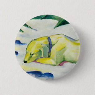 Bóton Redondo 5.08cm Cachorro deitado na pintura da neve por Franz Marc