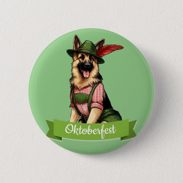 Bóton Redondo 5.08cm Cachorro do German shepherd Oktoberfest (Frente)