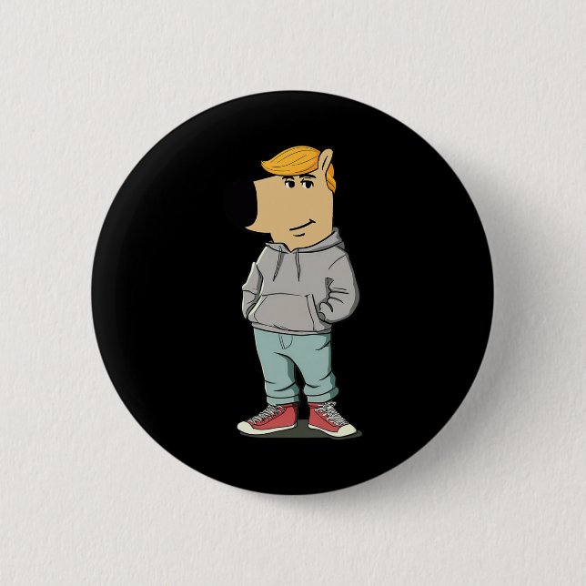 Bóton Redondo 5.08cm Cachorro Engraçado Trump Hat Faz Excelente Novamen (Frente)