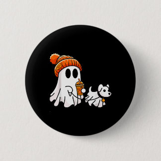 Bóton Redondo 5.08cm Cachorro Fantasma Andando Roupa de Halloween Engra