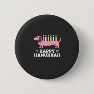 Bóton Redondo 5.08cm Cachorro Feliz Hanukkah Dachshund