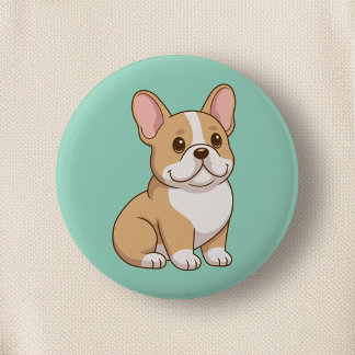 Bóton Redondo 5.08cm Cachorro francês fofo em verde