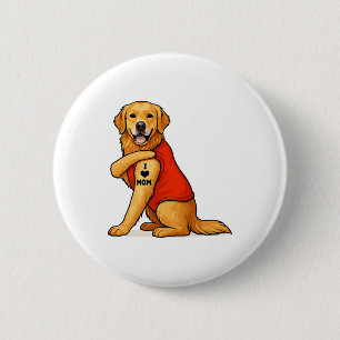 Bóton Redondo 5.08cm Cachorro golden retriever engraçado Eu Amo Mãe Ama