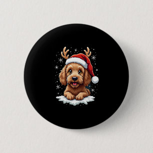 Bóton Redondo 5.08cm Cachorro Goldendoodle de Natal Rena de Férias Dood