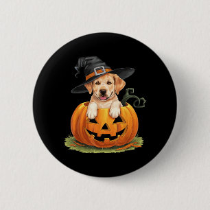 Bóton Redondo 5.08cm Cachorro Lab Amarelo Halloween Abóbora
