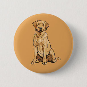 Bóton Redondo 5.08cm Cachorro Labrador Amarelo Sentado em Pop Art