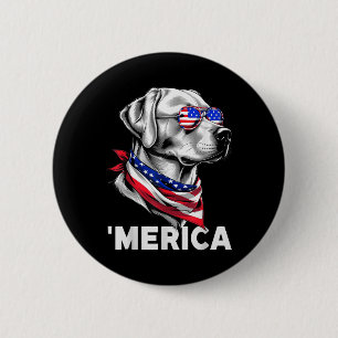 Bóton Redondo 5.08cm Cachorro Labrador Retriever Merica Patriótico 4 De