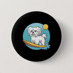 Bóton Redondo 5.08cm Cachorro Maltês Aventureiro Surfando Surfistas Eng