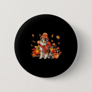 Bóton Redondo 5.08cm Cachorro-Pastor Australiano Cai Pumpkin Scarf Leop