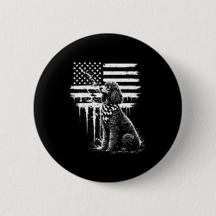 Bóton Redondo 5.08cm Cachorro Poodle bandeira americana usa 4 de julho