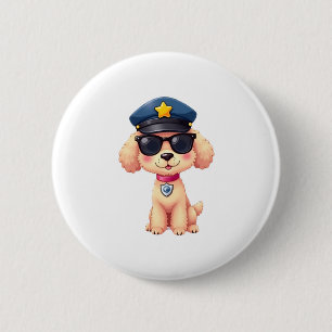 Bóton Redondo 5.08cm Cachorro-Poodle da Polícia de Chibi