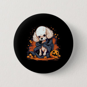Bóton Redondo 5.08cm Cachorro Poodle Halloween