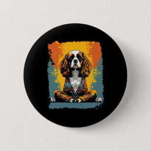 Bóton Redondo 5.08cm Cachorro Pop Art Yoga Meditação Cavalier King Char