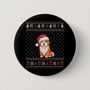 Bóton Redondo 5.08cm Cachorro Shichh Vestindo os Cachorros de Santa Hat