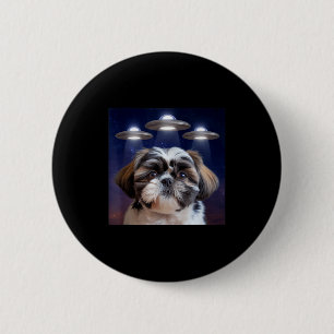 Bóton Redondo 5.08cm Cachorro shih tzu cachorro shihtzu alienígena óvni