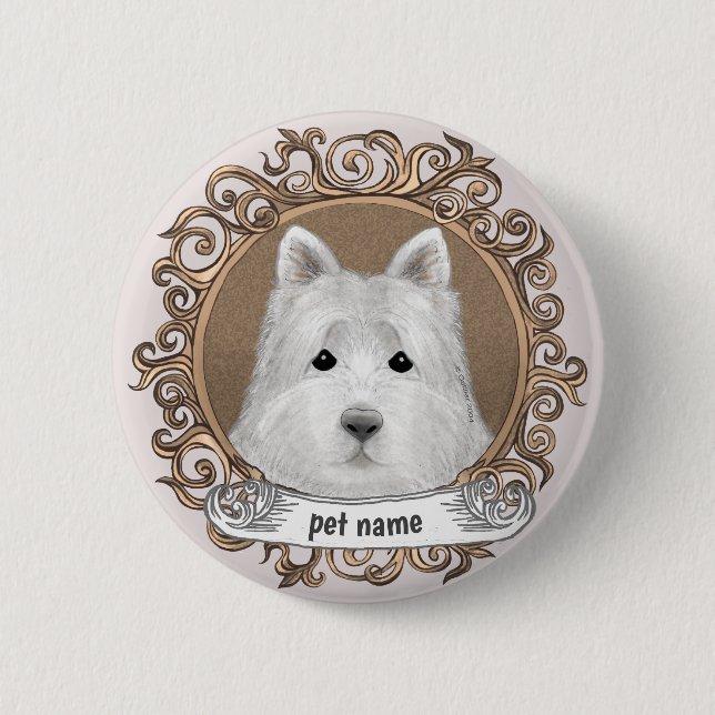 Bóton Redondo 5.08cm Cachorro Westie  (Frente)