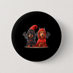 Bóton Redondo 5.08cm Cachorros Dachshund Lindos de Halloween Fantasia d