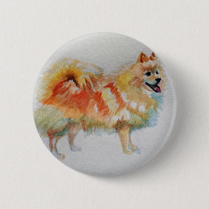 Bóton Redondo 5.08cm Cachorros de Aquarela Alemães Spitz Pomeranianos