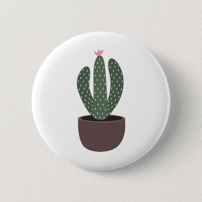 Bóton Redondo 5.08cm Cactus no pote (Frente)
