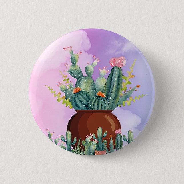 Bóton Redondo 5.08cm Cactus Sunrise Button (Frente)