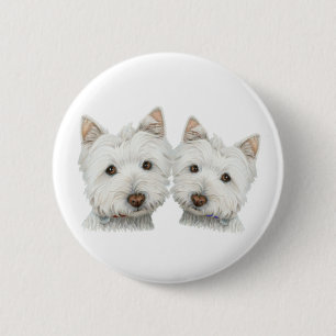 Bóton Redondo 5.08cm Cães bonitos de Westie