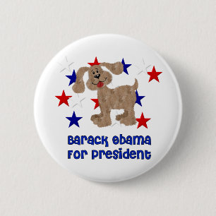 Bóton Redondo 5.08cm Cães para Obama