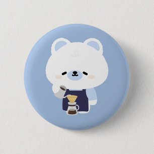 Bóton Redondo 5.08cm Café com Urso Polar Bonito
